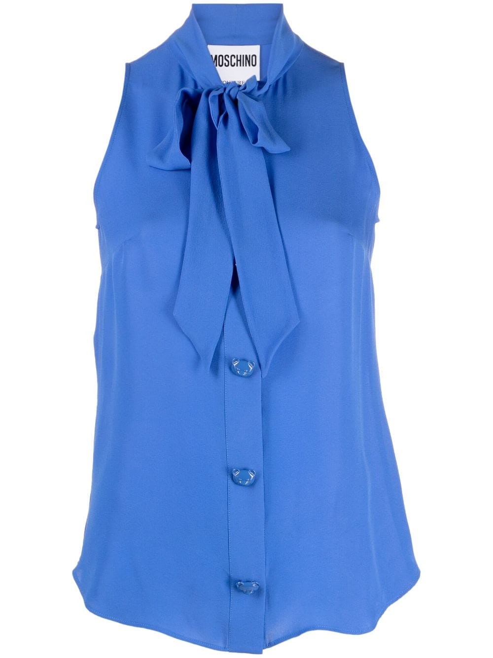 Moschino pussbow-collar silk shirt - Blue von Moschino