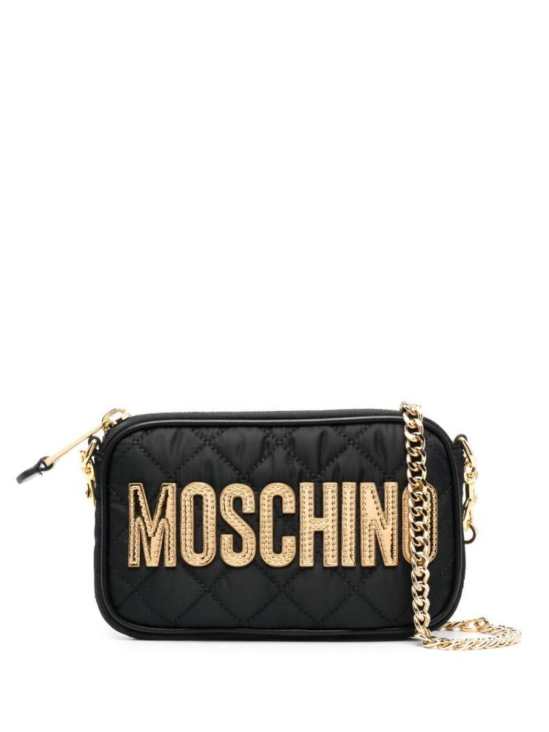 Moschino quilted logo-patch shoulder bag - Black von Moschino