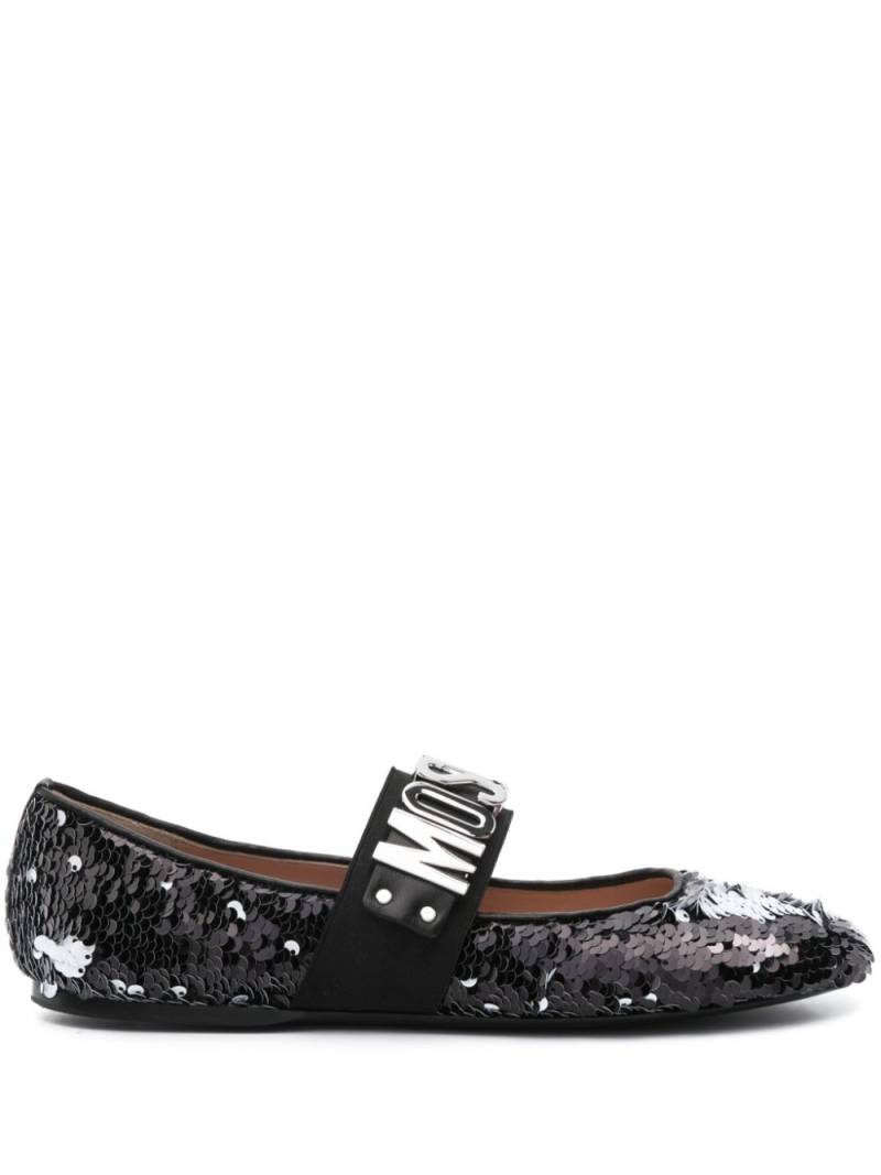 Moschino sequinned leather ballerina shoes - Black von Moschino