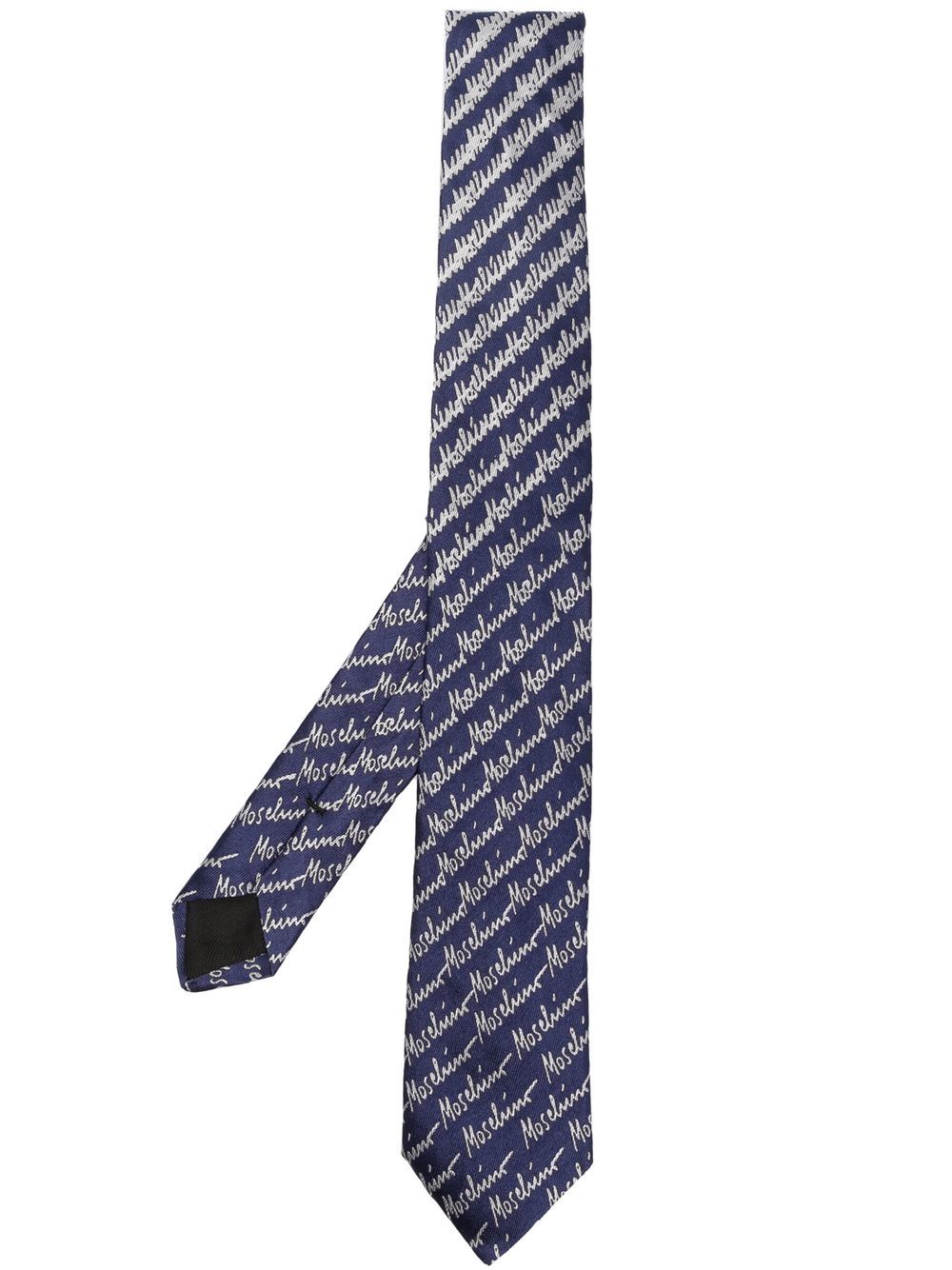 Moschino silk logo-print tie - Blue von Moschino