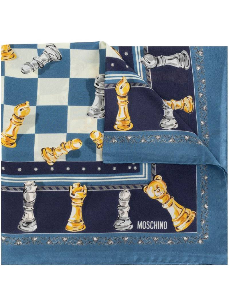 Moschino silk pocket square - Blue von Moschino