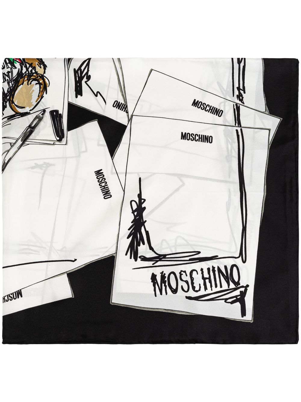 Moschino silk scarf - Black von Moschino