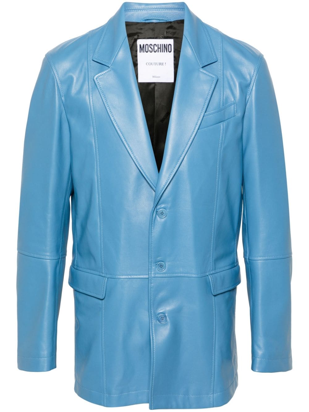 Moschino single-breasted leather blazer - Blue von Moschino