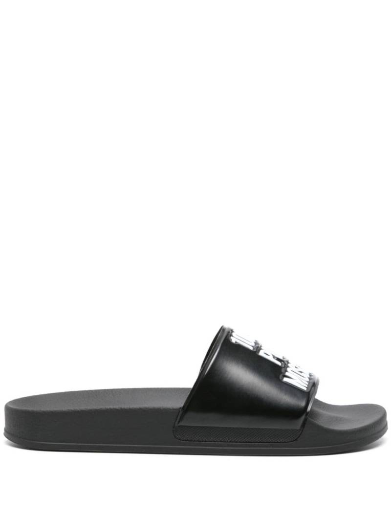 Moschino slogan-embossed strap slides - Black von Moschino