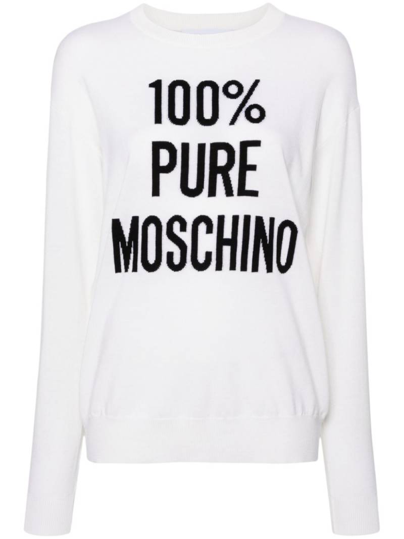 Moschino slogan intarsia-knit jumper - Neutrals von Moschino