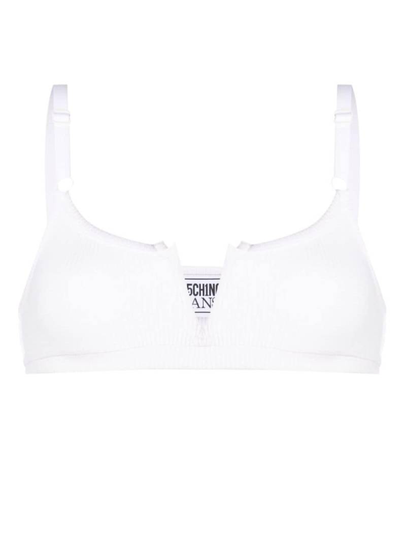 MOSCHINO JEANS split-neck ribbed bra - White von MOSCHINO JEANS