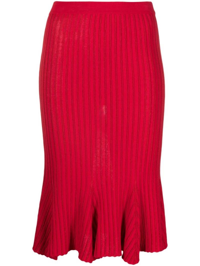 Moschino striped godet midi skirt - Red von Moschino