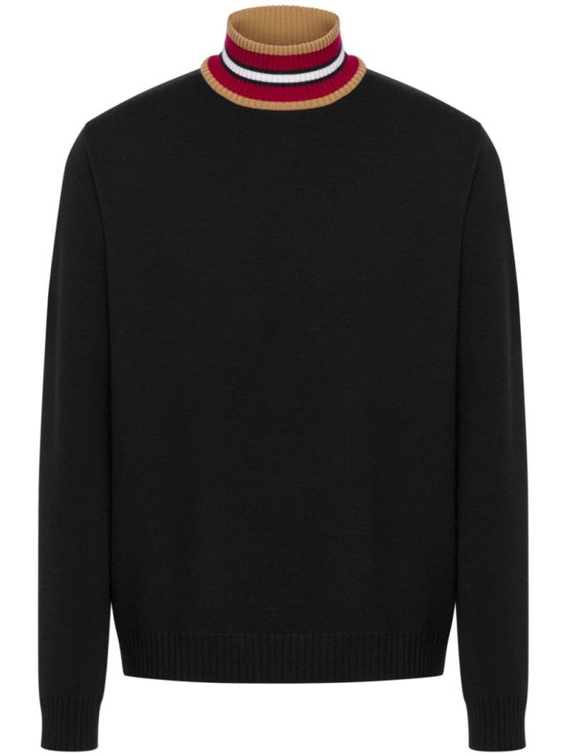 Moschino striped-neck virgin-wool jumper - Black von Moschino