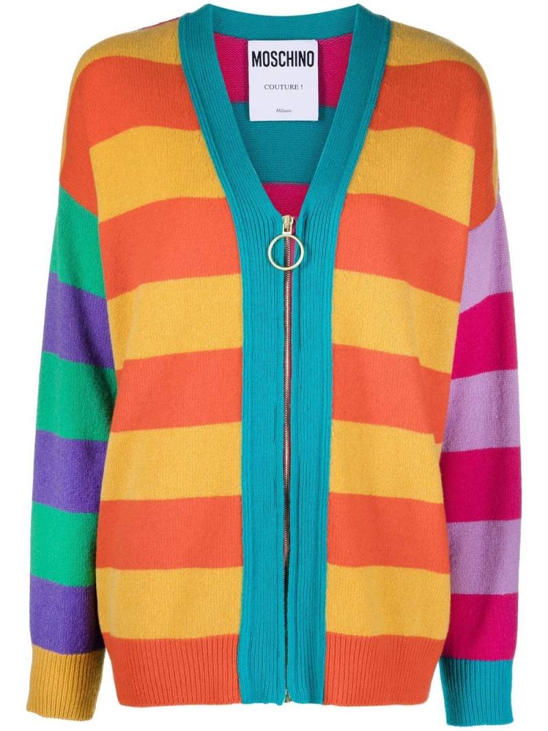 Moschino striped zip-up cardigan - Orange von Moschino