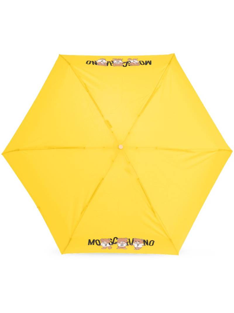 Moschino teddy bear-logo print compact umbrella - Yellow von Moschino