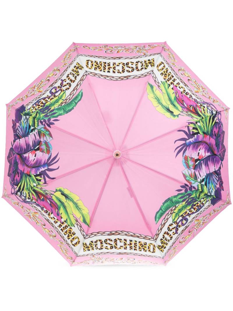 Moschino tropical floral-logo-print umbrella - Pink von Moschino