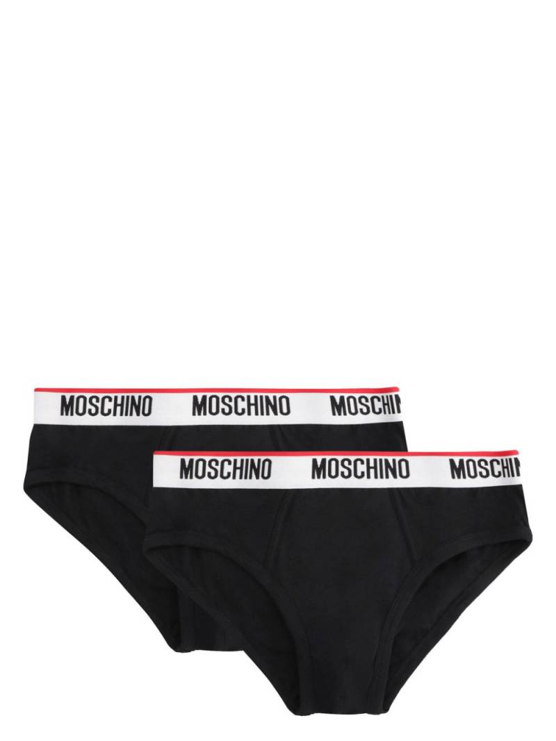 Moschino logo-strap briefs (pack of two) - Black von Moschino