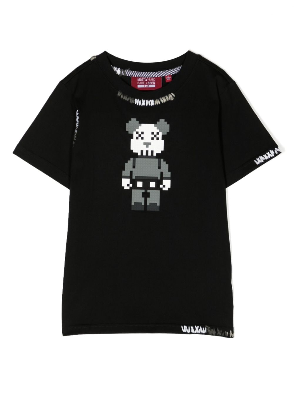 Mostly Heard Rarely Seen 8-Bit Mini Grey Bear cotton T-shirt - Black von Mostly Heard Rarely Seen 8-Bit