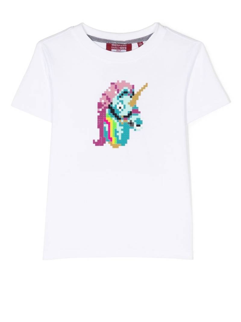 Mostly Heard Rarely Seen 8-Bit Mini Unicorn slogan-print T-shirt - White von Mostly Heard Rarely Seen 8-Bit