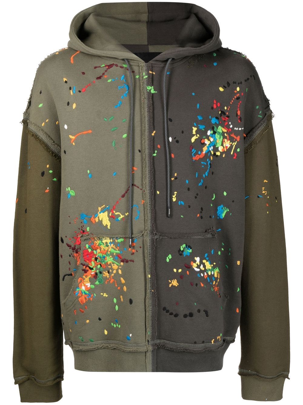 Mostly Heard Rarely Seen Spliced Paint-embroidered hoodie - Green von Mostly Heard Rarely Seen