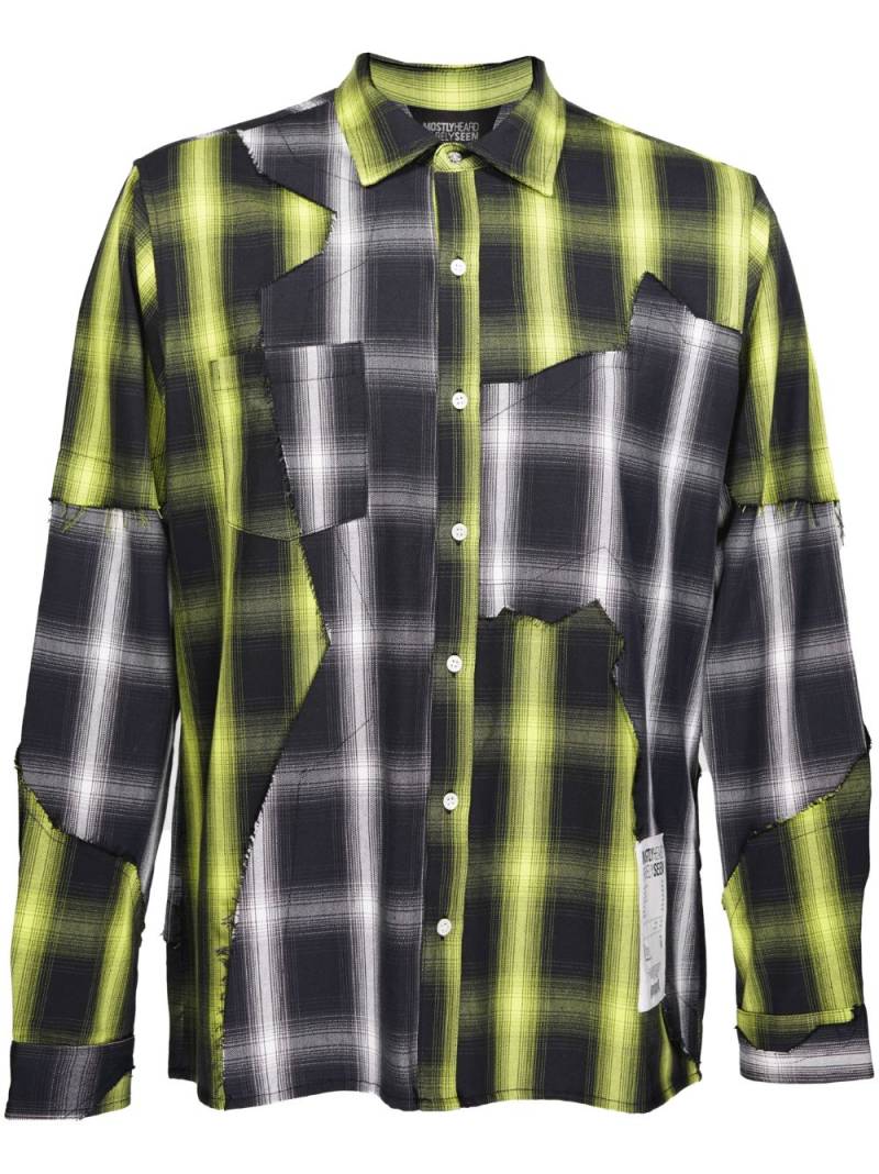 Mostly Heard Rarely Seen cut-up plaid shirt - Black von Mostly Heard Rarely Seen