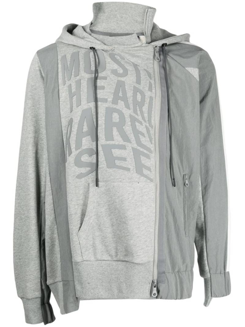 Mostly Heard Rarely Seen logo-print asymmetric hoodie - Grey von Mostly Heard Rarely Seen