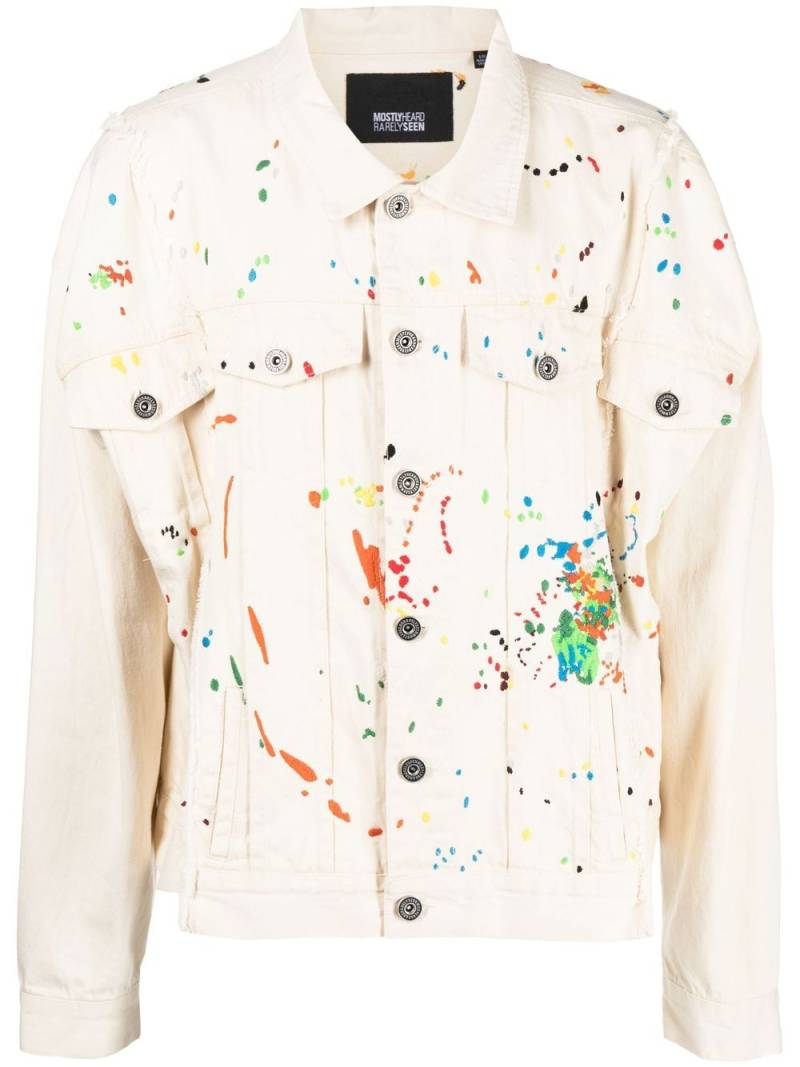 Mostly Heard Rarely Seen paint-embroidered denim jacket - Neutrals von Mostly Heard Rarely Seen