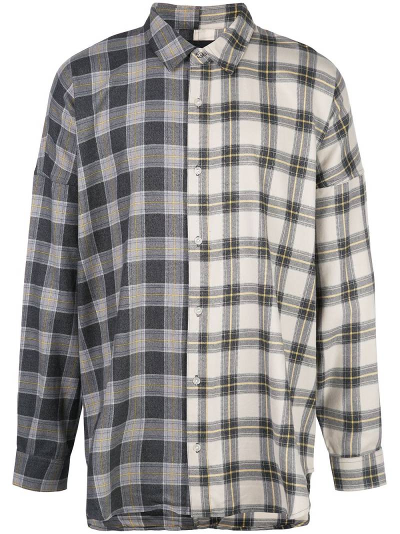 Mostly Heard Rarely Seen plaid colour block shirt - Grey von Mostly Heard Rarely Seen