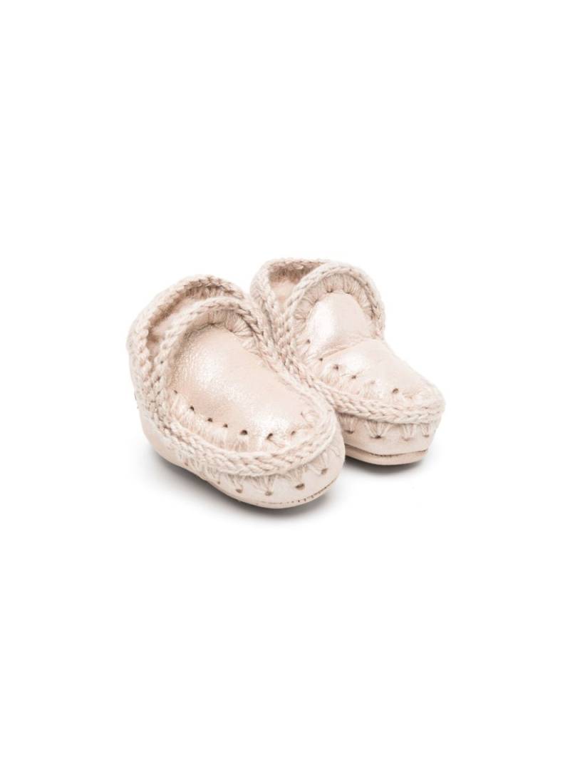 Mou Kids Eskimo crochet-trim leather boots - Pink von Mou Kids