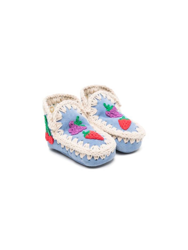 Mou Kids Summer Eskimo crochet-detailing boots - Blue von Mou Kids