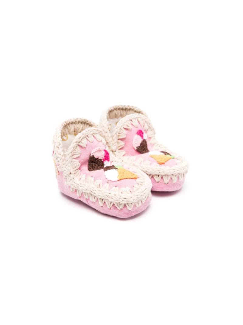 Mou Kids Summer Eskimo crochet-detailing boots - Pink von Mou Kids