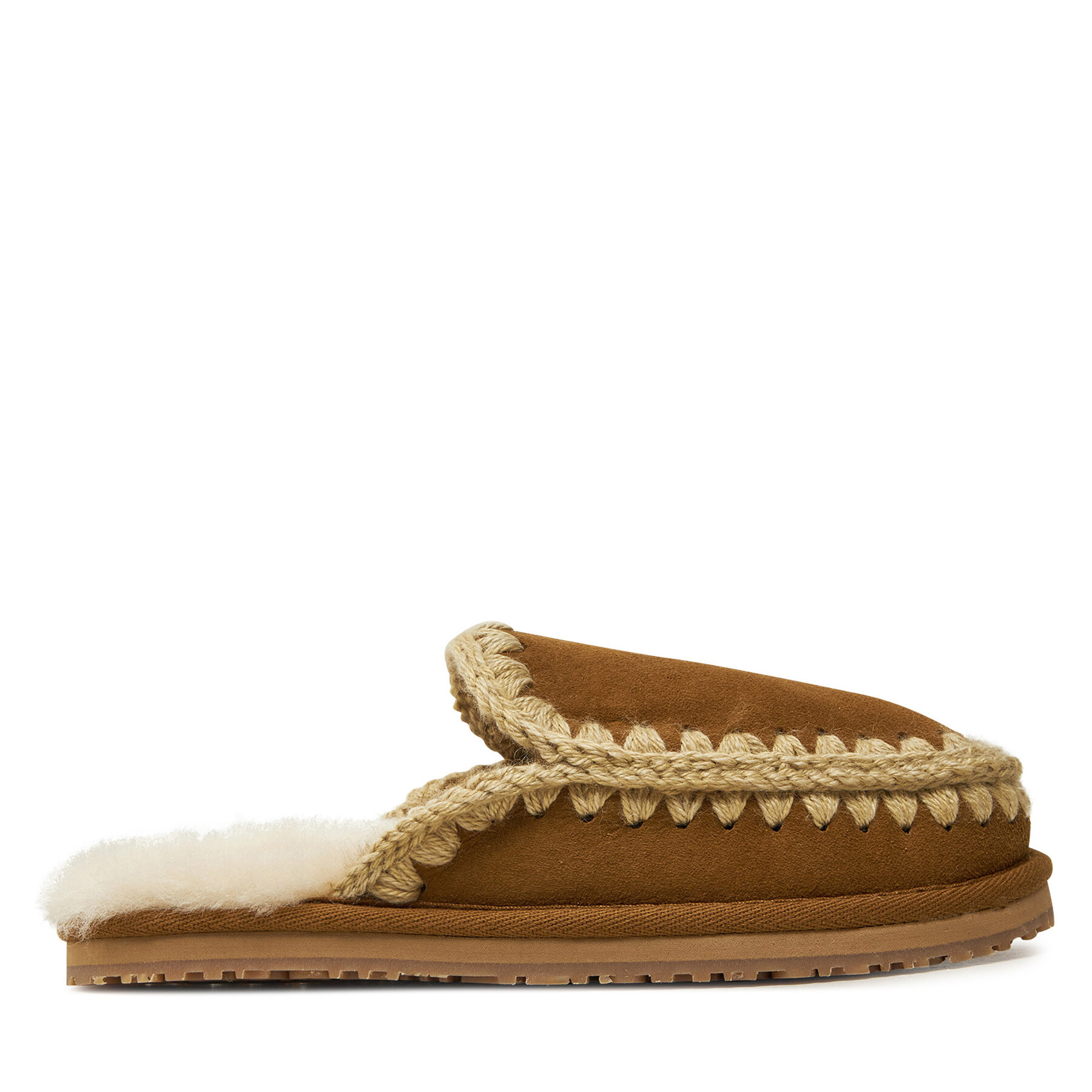 Hausschuhe Mou Slipper Full Eskimo Stitch FW161007A Braun von Mou