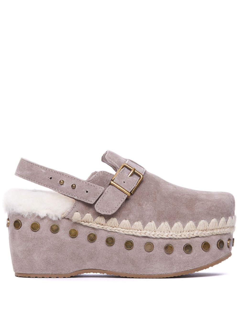 Mou 70mm stud-embellished platform mules - Neutrals von Mou