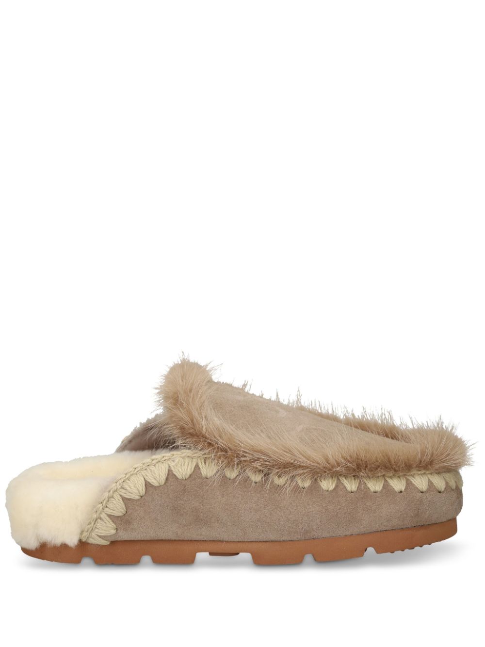 Mou Winter fur-trim slippers - Neutrals von Mou