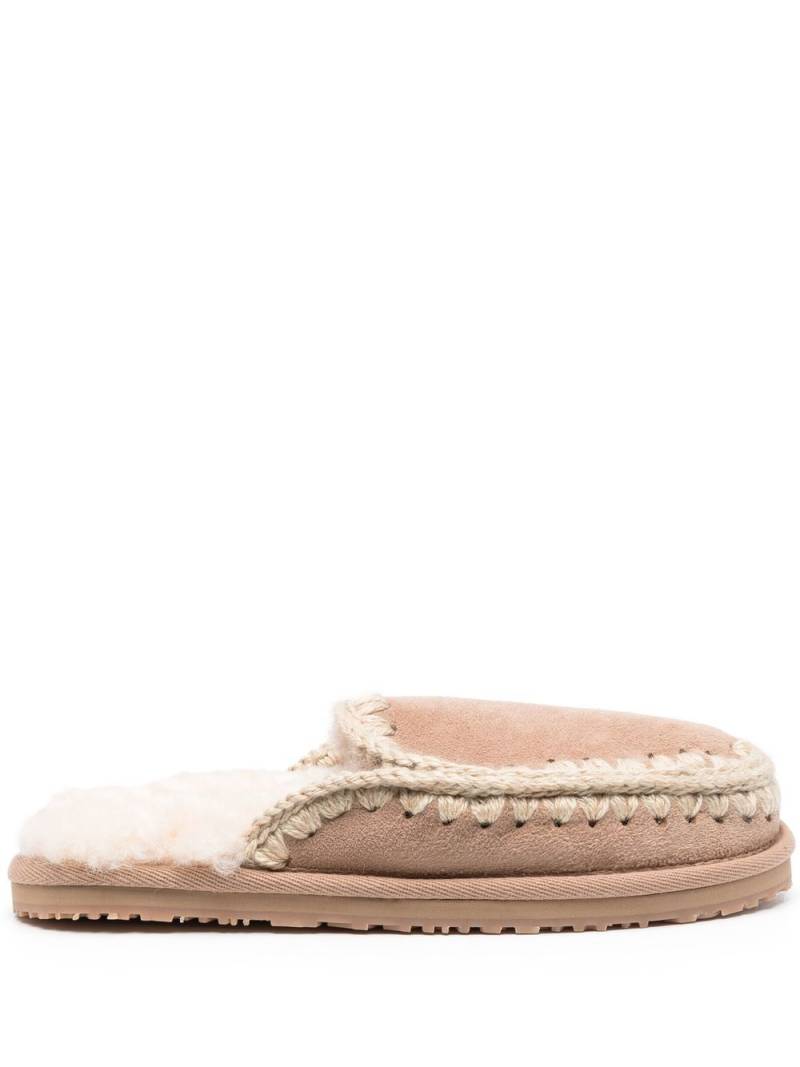 Mou contrast-stitching shearling slippers - Neutrals von Mou