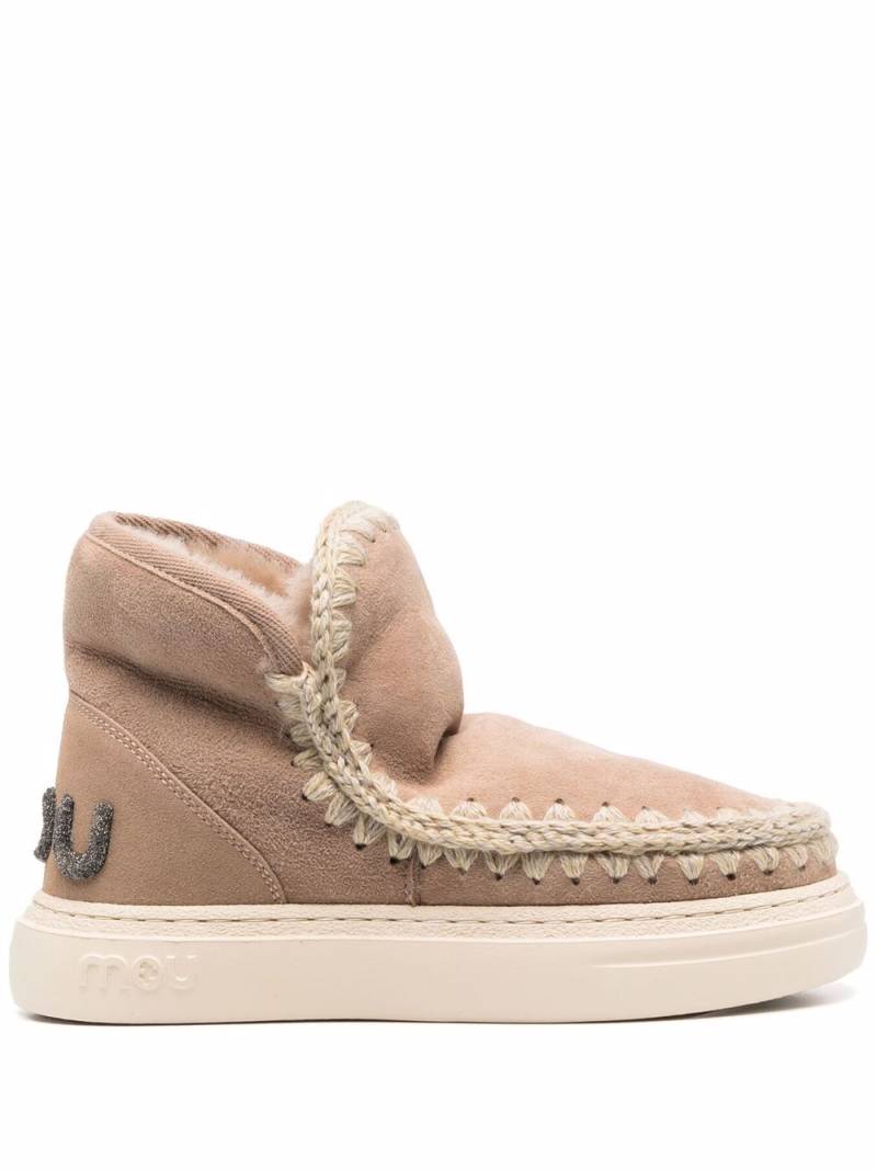 Mou crochet stitch-trim sneaker boots - Neutrals von Mou