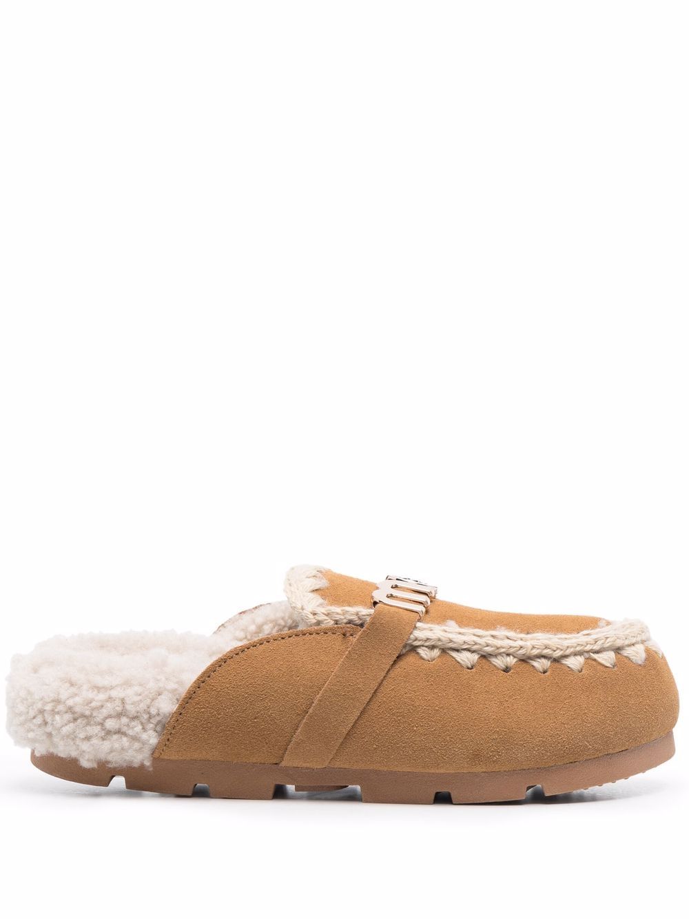 Mou logo-plaque shearling mules - Brown von Mou