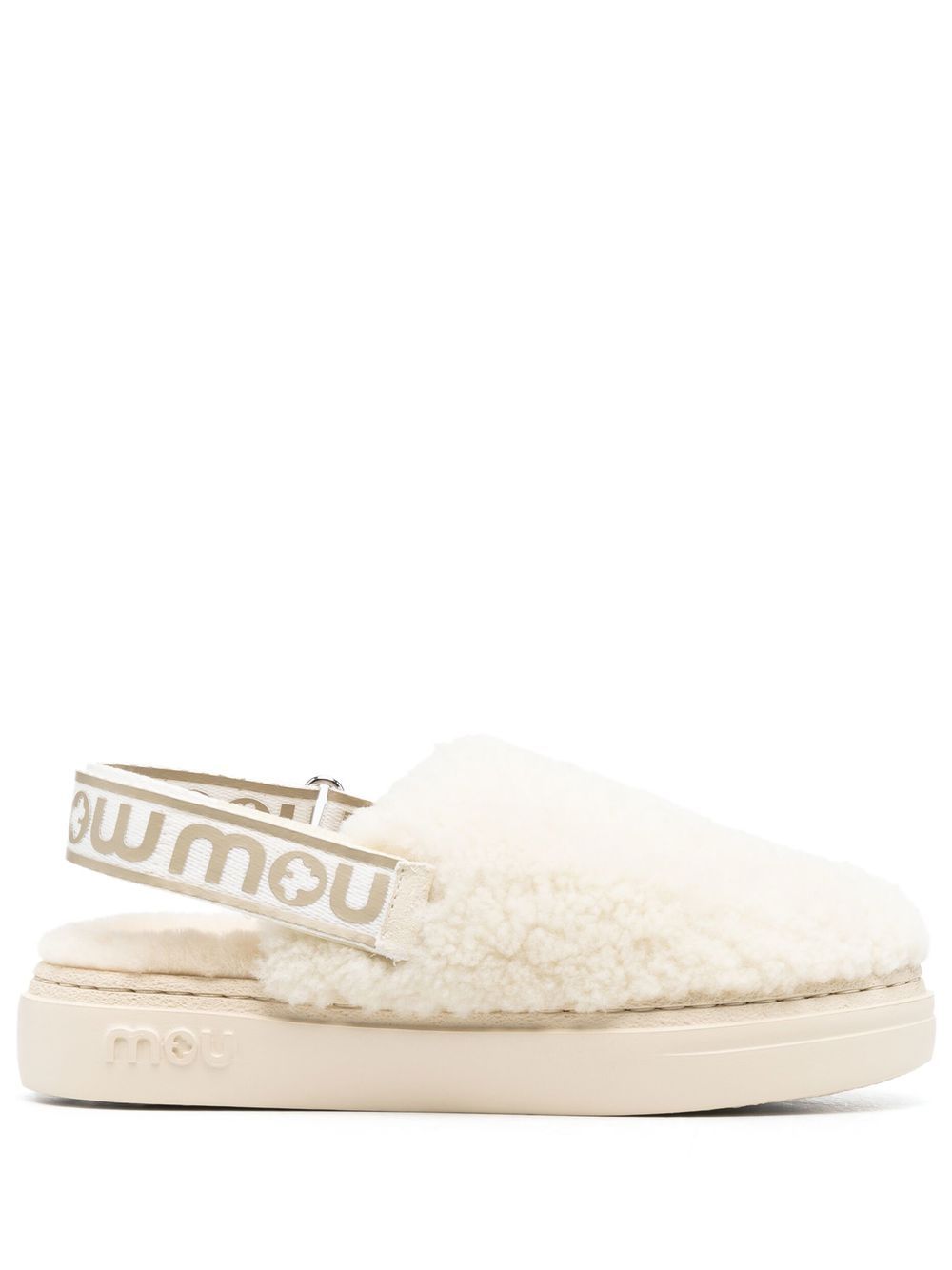 Mou shearling slingback-strap slippers - Neutrals von Mou