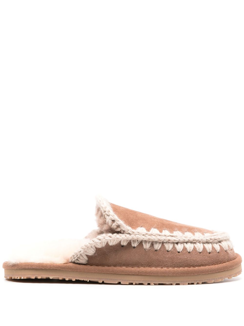 Mou whipstitch-detail shearling slippers - Brown von Mou