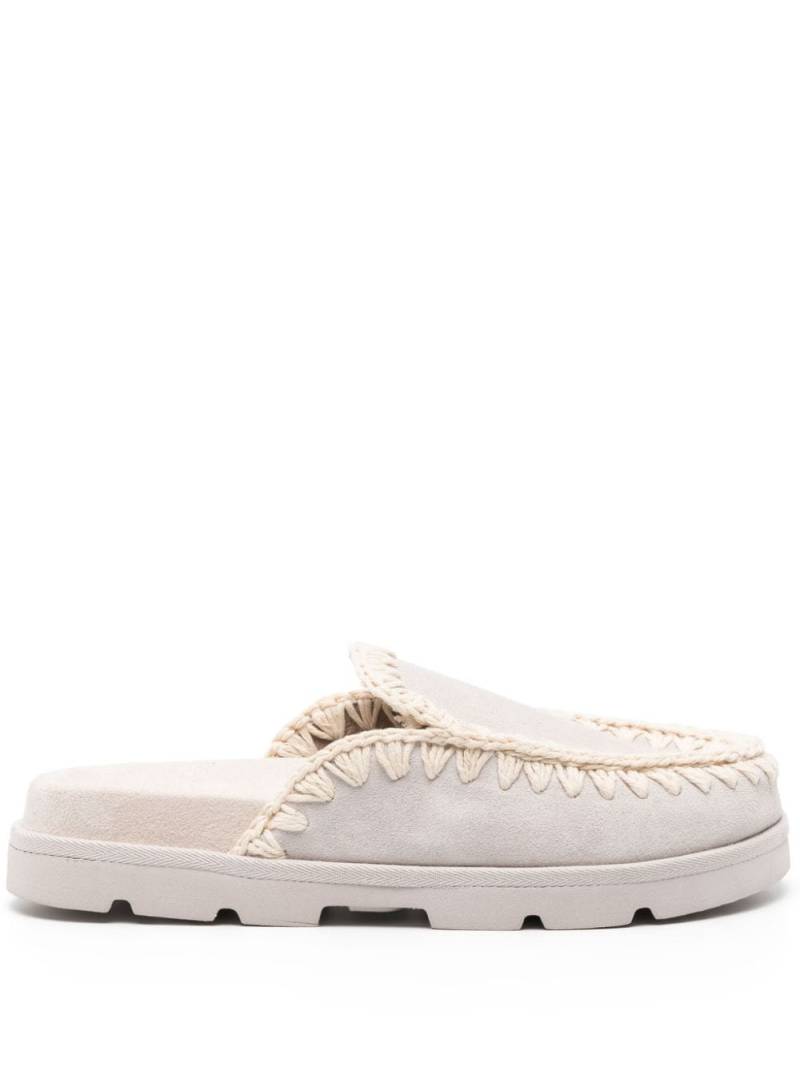 Mou whipstitch-trim suede mules - White von Mou