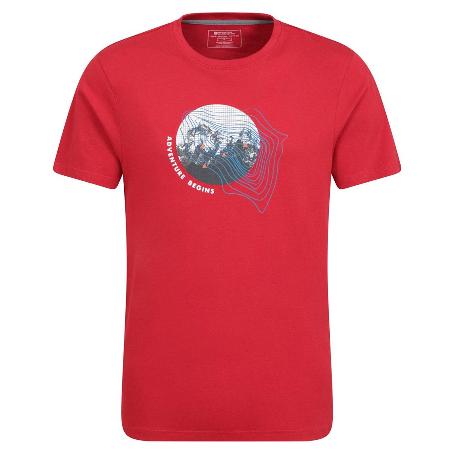 Adventure Begins Tshirt Herren Rot Bunt L von Mountain Warehouse