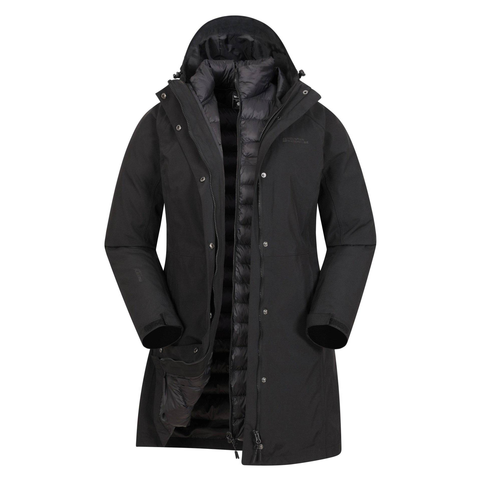 Mountain Warehouse - Alaskan Jacke 3 in 1, für Damen, Schwarz, Größe 32 von Mountain Warehouse