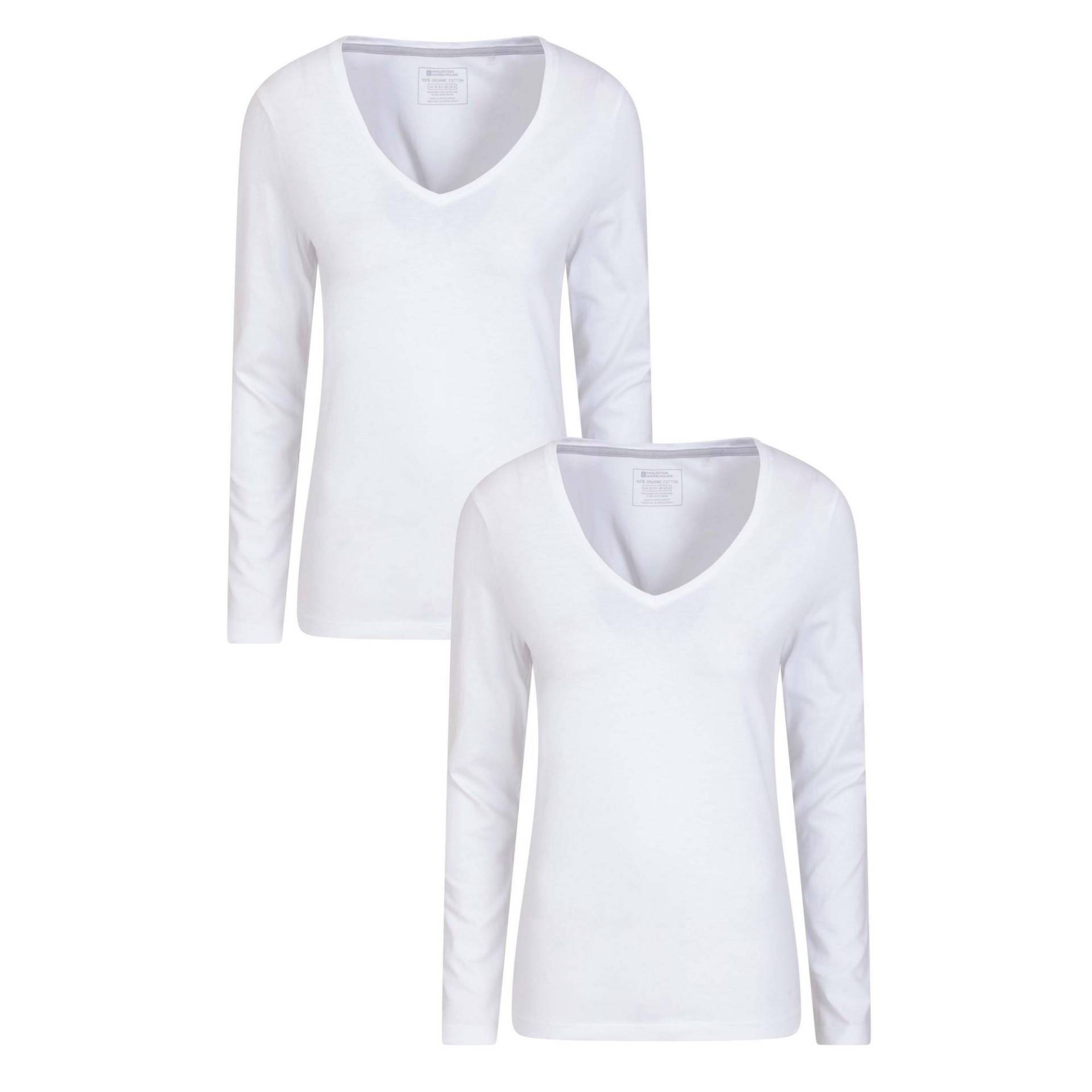 Eden Tshirt Vausschnitt (2erpack) Langärmlig Damen Weiss 38 von Mountain Warehouse