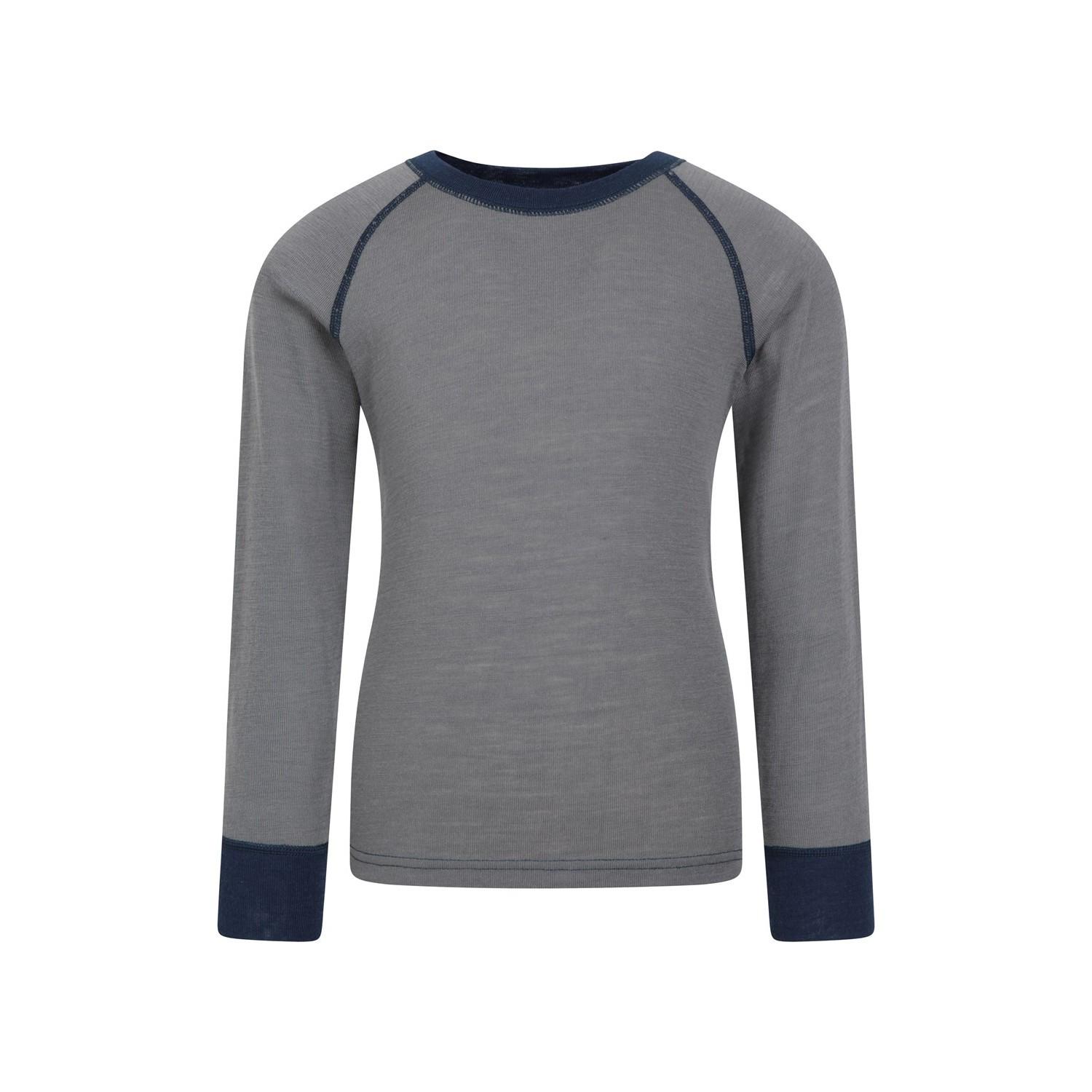 Merino Ii Base Layer Oberteil Rundhalsausschnitt Mädchen Grau 104 von Mountain Warehouse