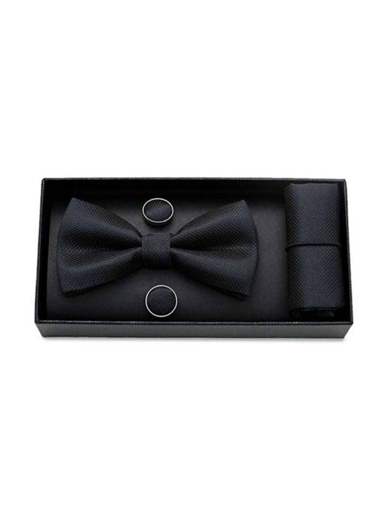 Moustache crosshatch bow tie set - Black von Moustache