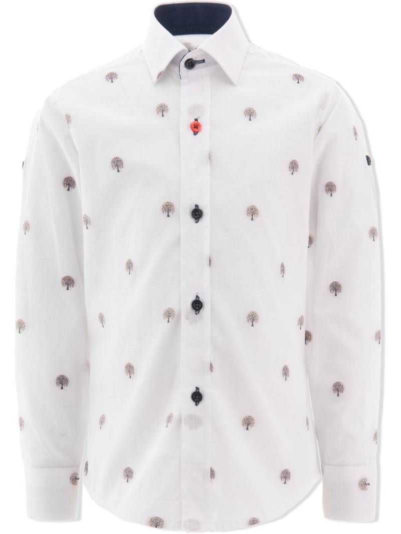 Moustache maple-embroidered organic cotton dress shirt - White von Moustache