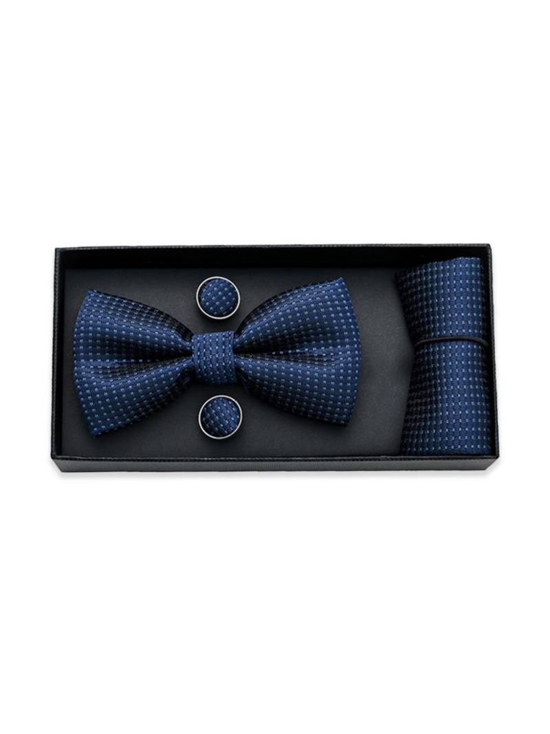 Moustache patterned-jacquard bow tie set - Blue von Moustache