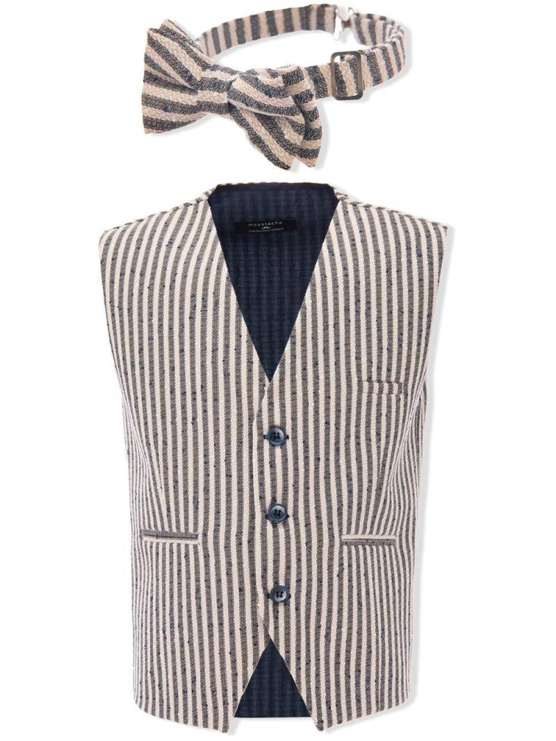 Moustache stripe-print waistcoat set - Neutrals von Moustache