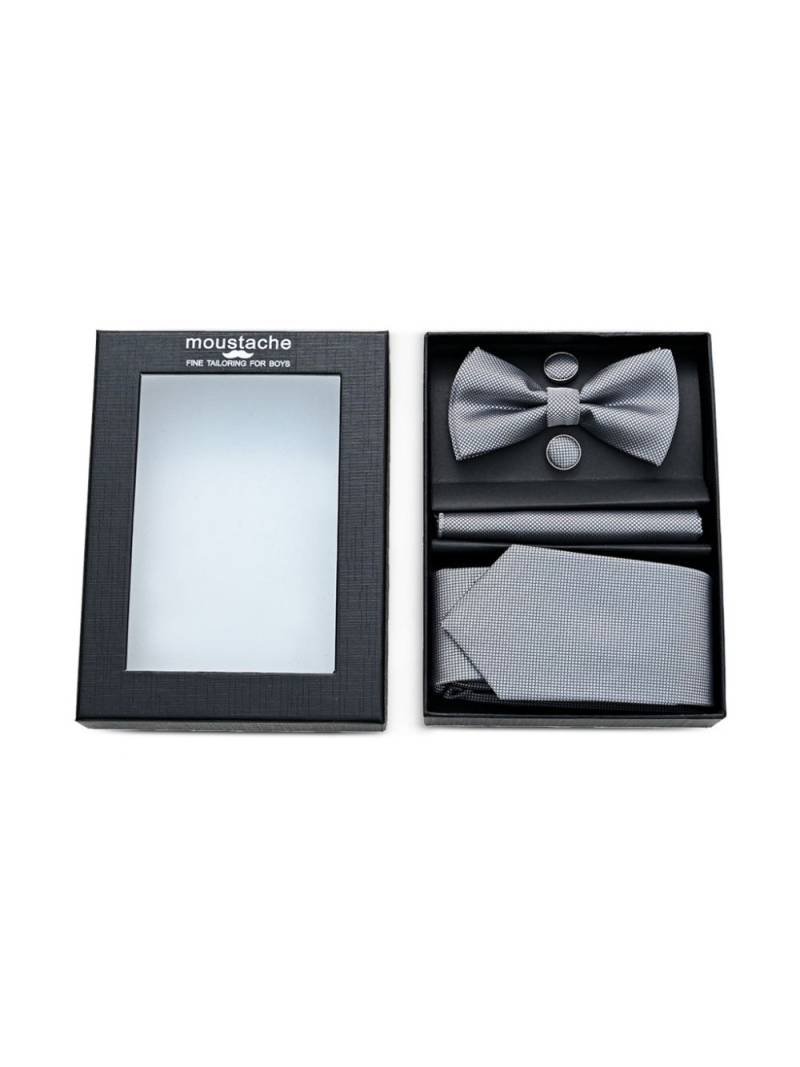 Moustache textured bow tie set - Silver von Moustache