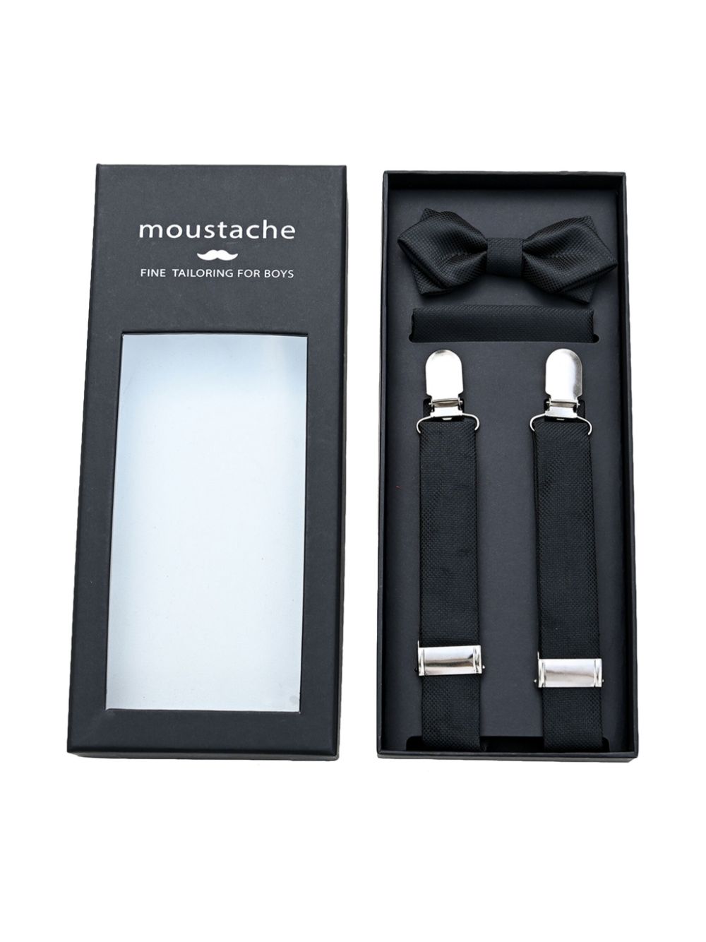 Moustache textured suspender set - Black von Moustache