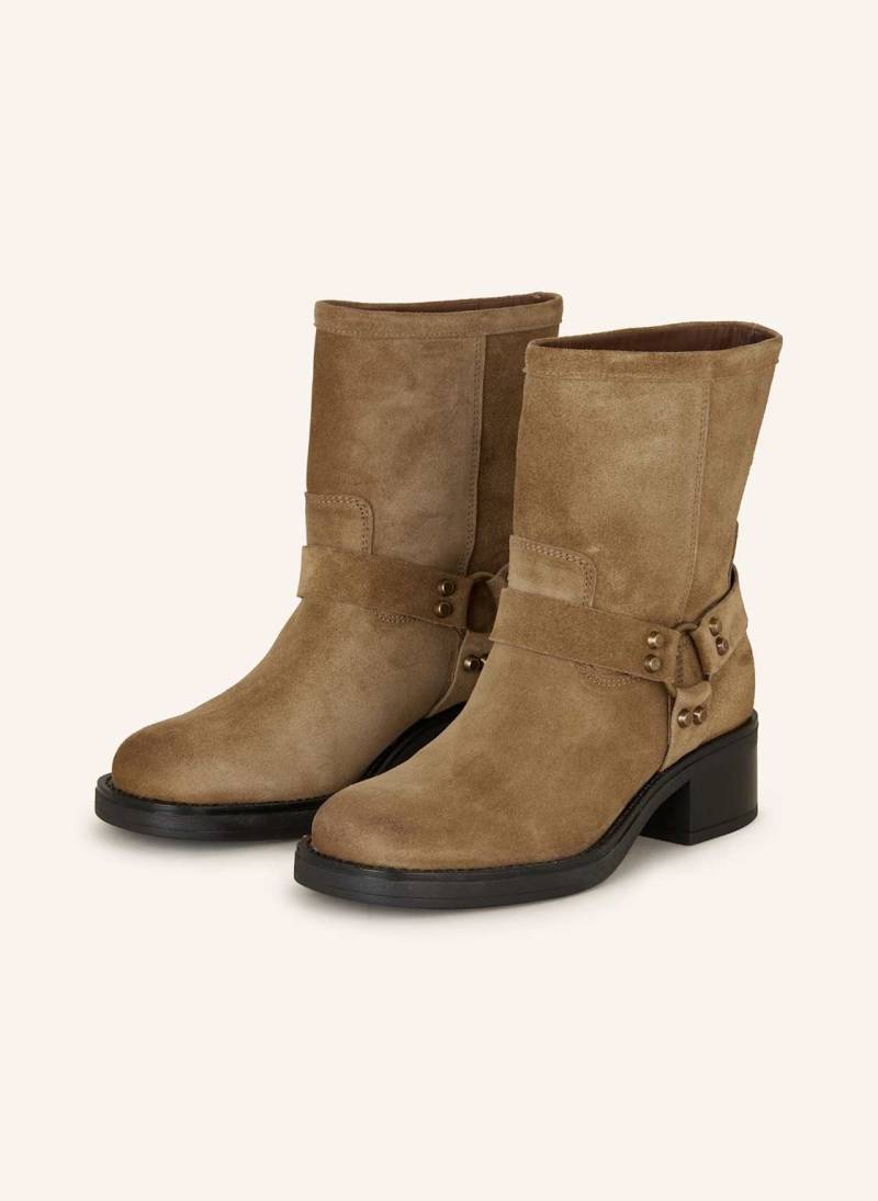 Mrs & Hugs Biker Boots beige von Mrs & HUGS