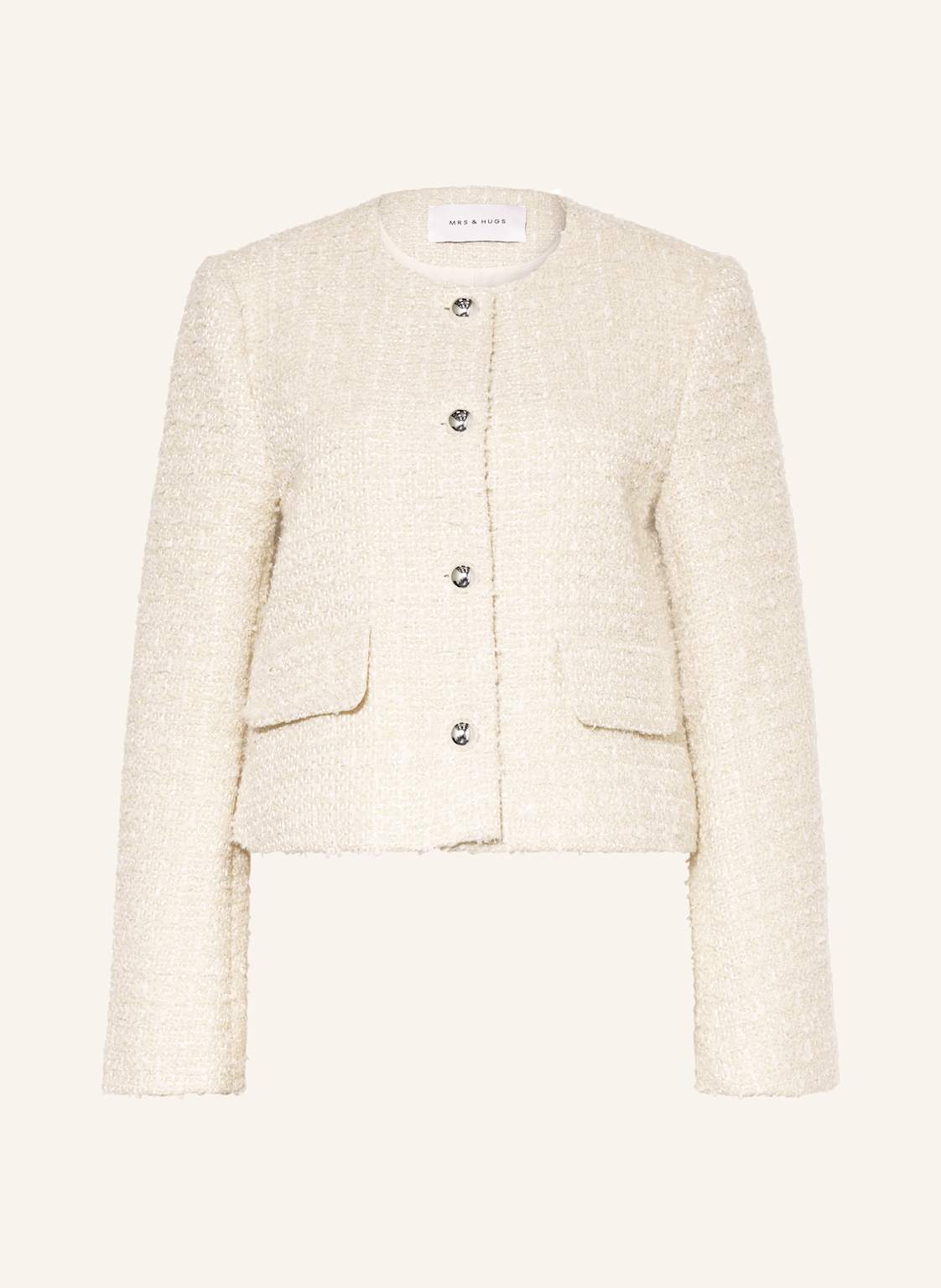 Mrs & Hugs Bouclé-Jacke Mit Glitzergarn beige Mrs & Hugs Bouclé-Jacke Mit Glitzergarn beige von Mrs & HUGS