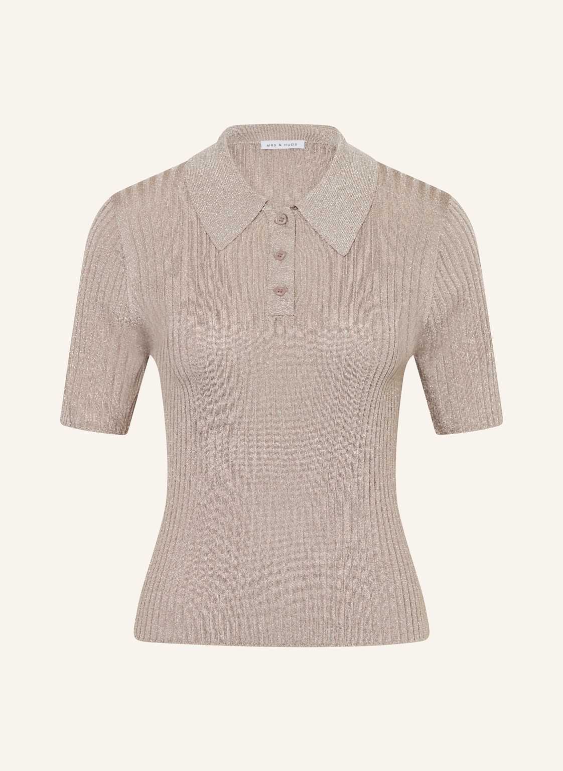 Mrs & Hugs Strick-Poloshirt Mit Glitzergarn beige von Mrs & HUGS