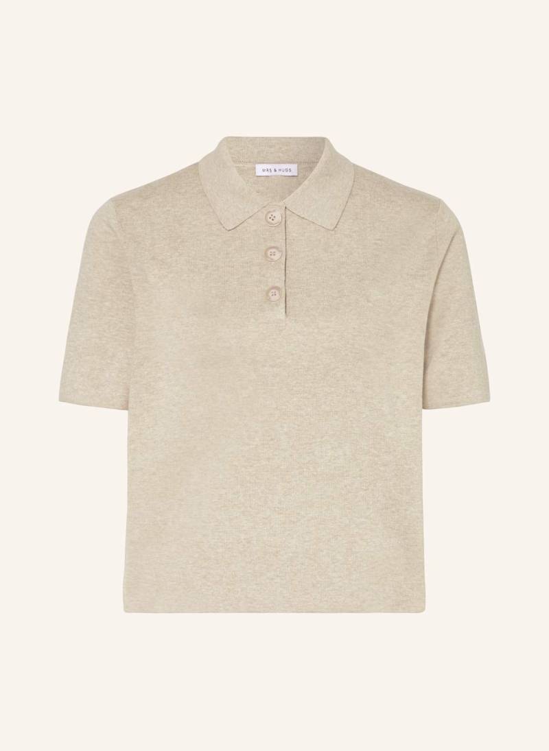 Mrs & Hugs Strick-Poloshirt Mit Leinen beige von Mrs & HUGS