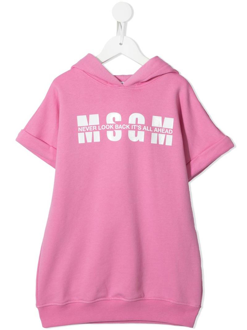 MSGM Kids logo print hooded dress - Pink von MSGM Kids